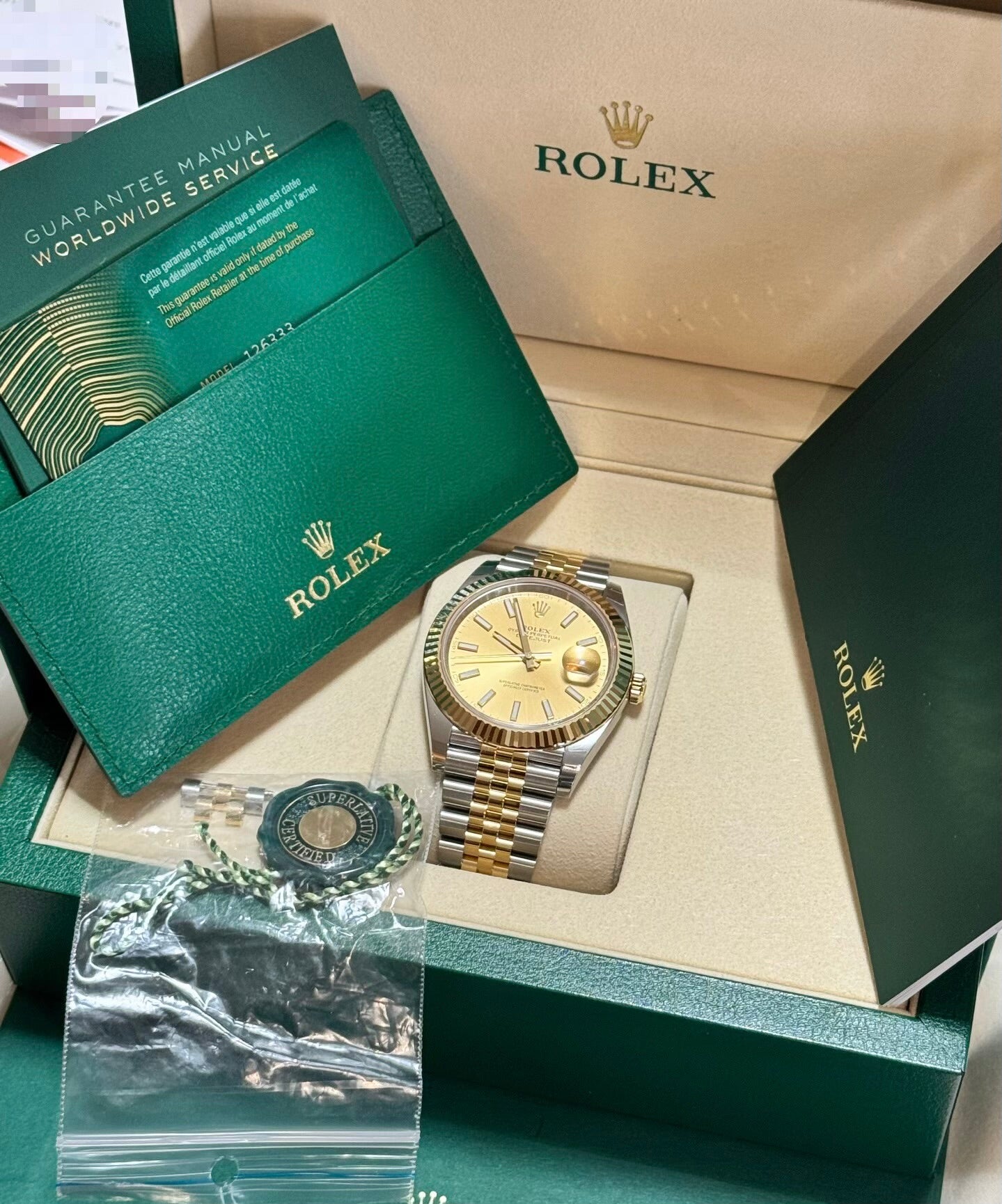 Rolex 126333 Jubilee Champagne Stick