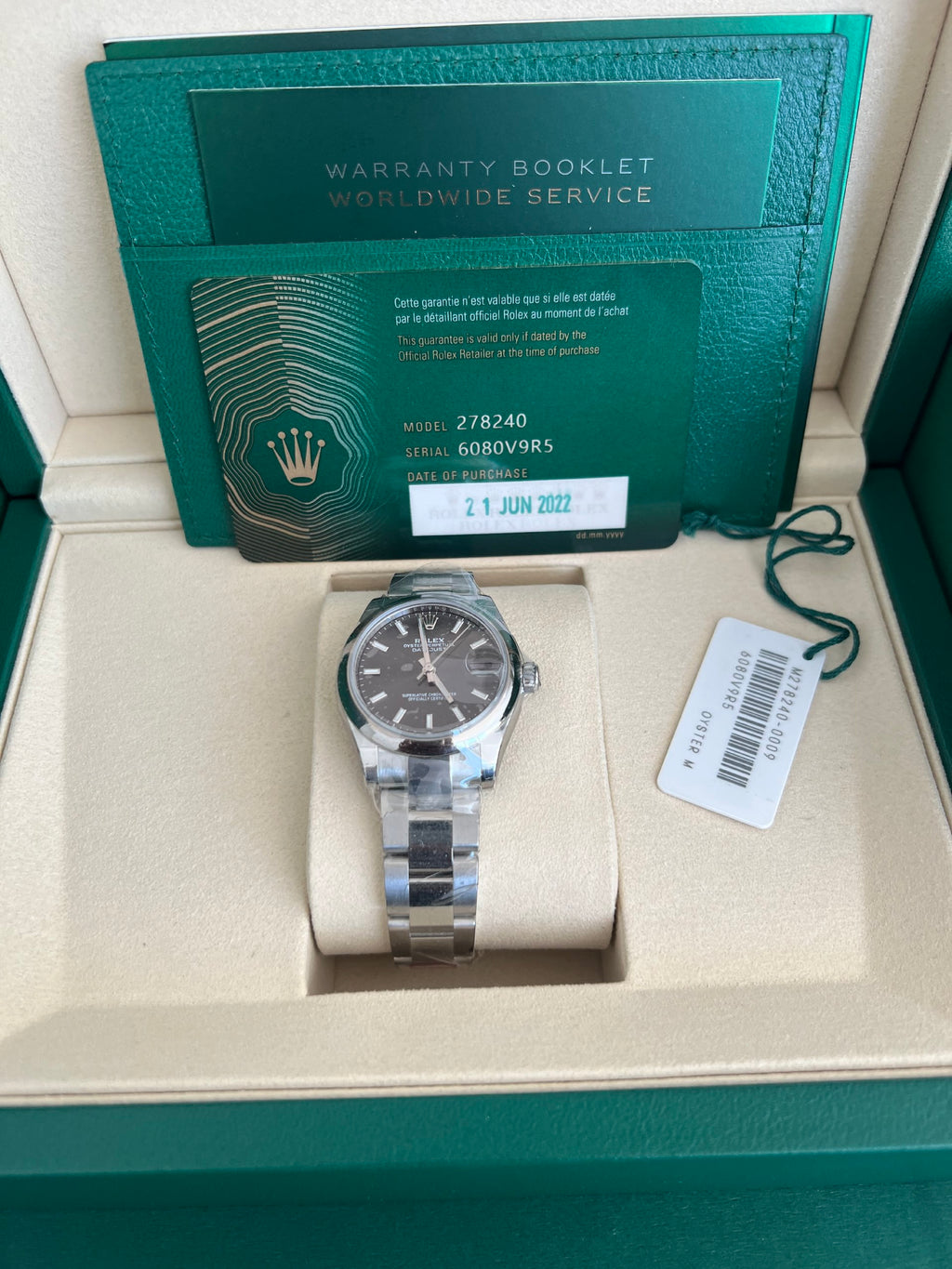 Rolex NOS 278240 Oyster Dark Grey Stick 2022