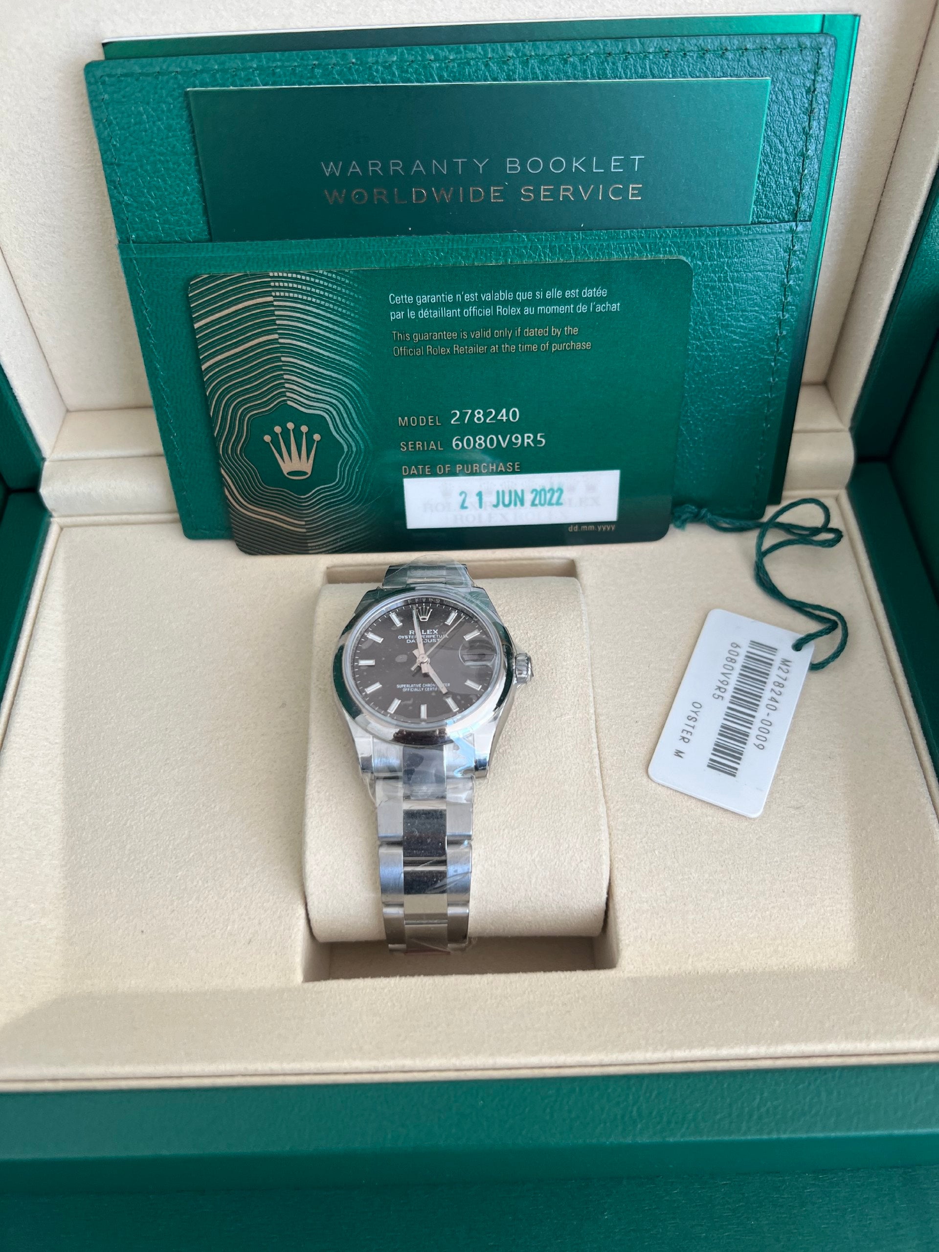 Rolex NOS 278240 Oyster Dark Grey Stick 2022
