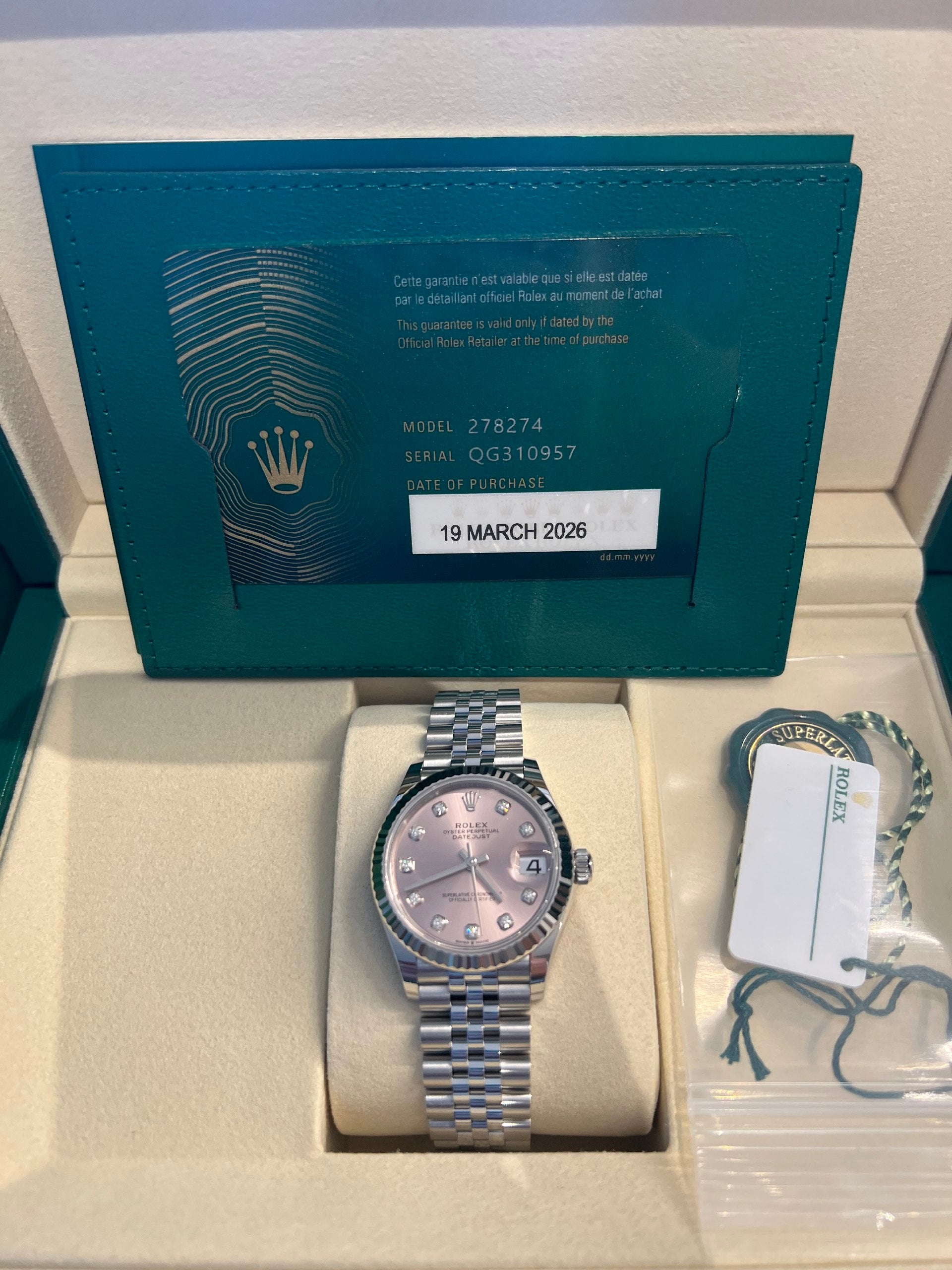 Rolex Pre-Owned 278274 Jubilee Green Stick