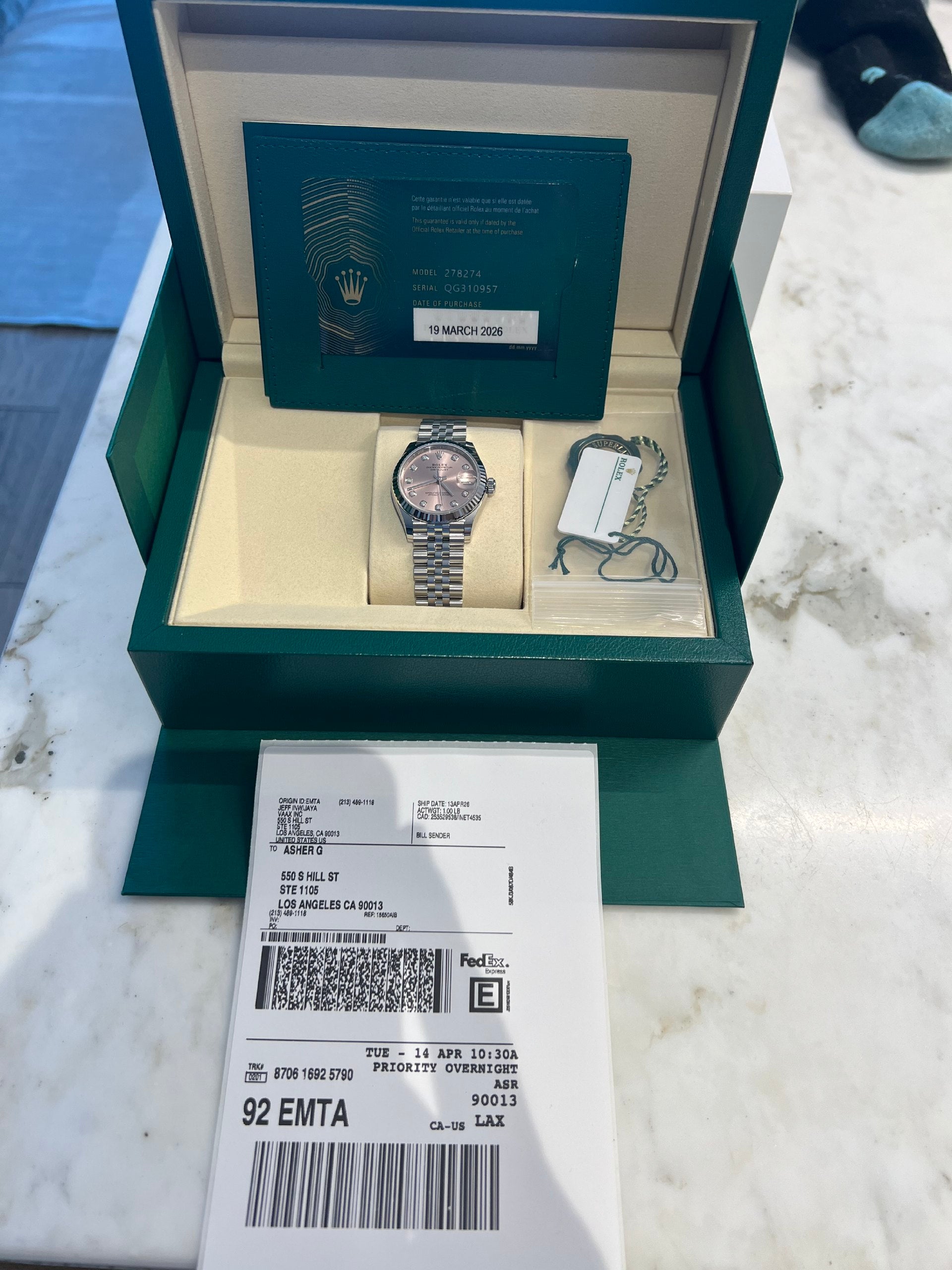 Rolex Pre-Owned 278274 Jubilee Green Stick