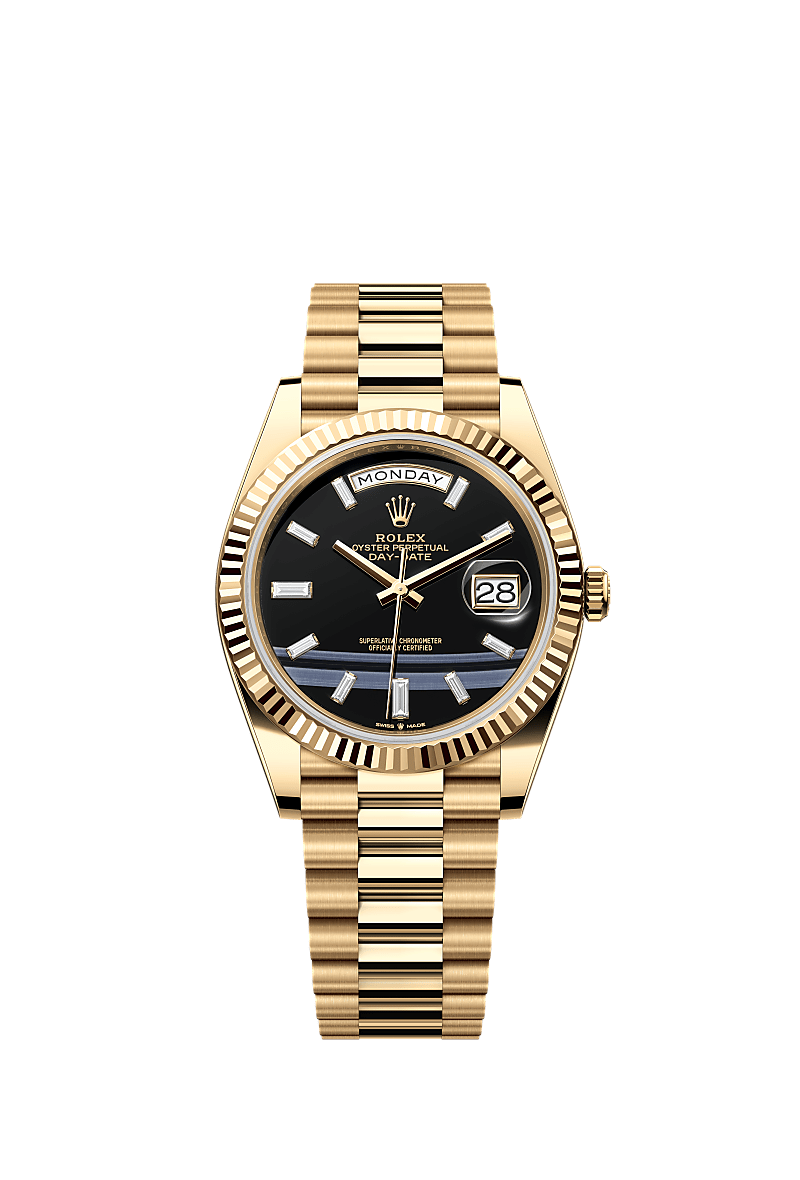 Rolex Day-Date 40 228238 Black Diamond Baguette