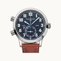 Patek Philippe Calatrava Pilot Travel Time 5524G-001 Blue WG - Open Wrist