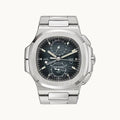 Patek Philippe Nautilus 5990/1A-011 Blue Travel Time Chrono - Open Wrist