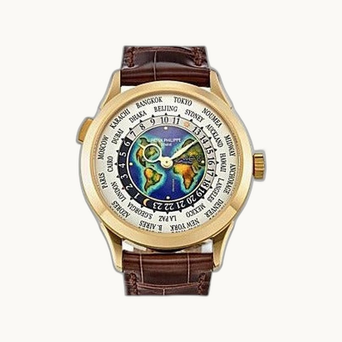 Patek Philippe World Time 5231J Yellow Gold - Open Wrist