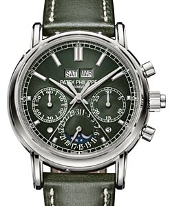 Patek Philippe Grand Complications Split-Seconds Perpetual Calendar White Gold Olive Green 5204G-001