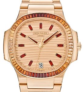Patek Philippe Nautilus Ladies Rose Gold Gemset Bezel 7118/1300R-001