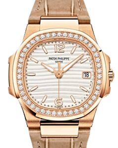 Patek Philippe Nautilus Quartz Rose Gold Silver White 7010R-011