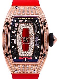 Richard Mille Lady Rose Gold Medium Set Diamond Jasper Dial RM 07-01