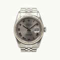 Rolex Datejust 16234 Silver Tapestry - Open Wrist