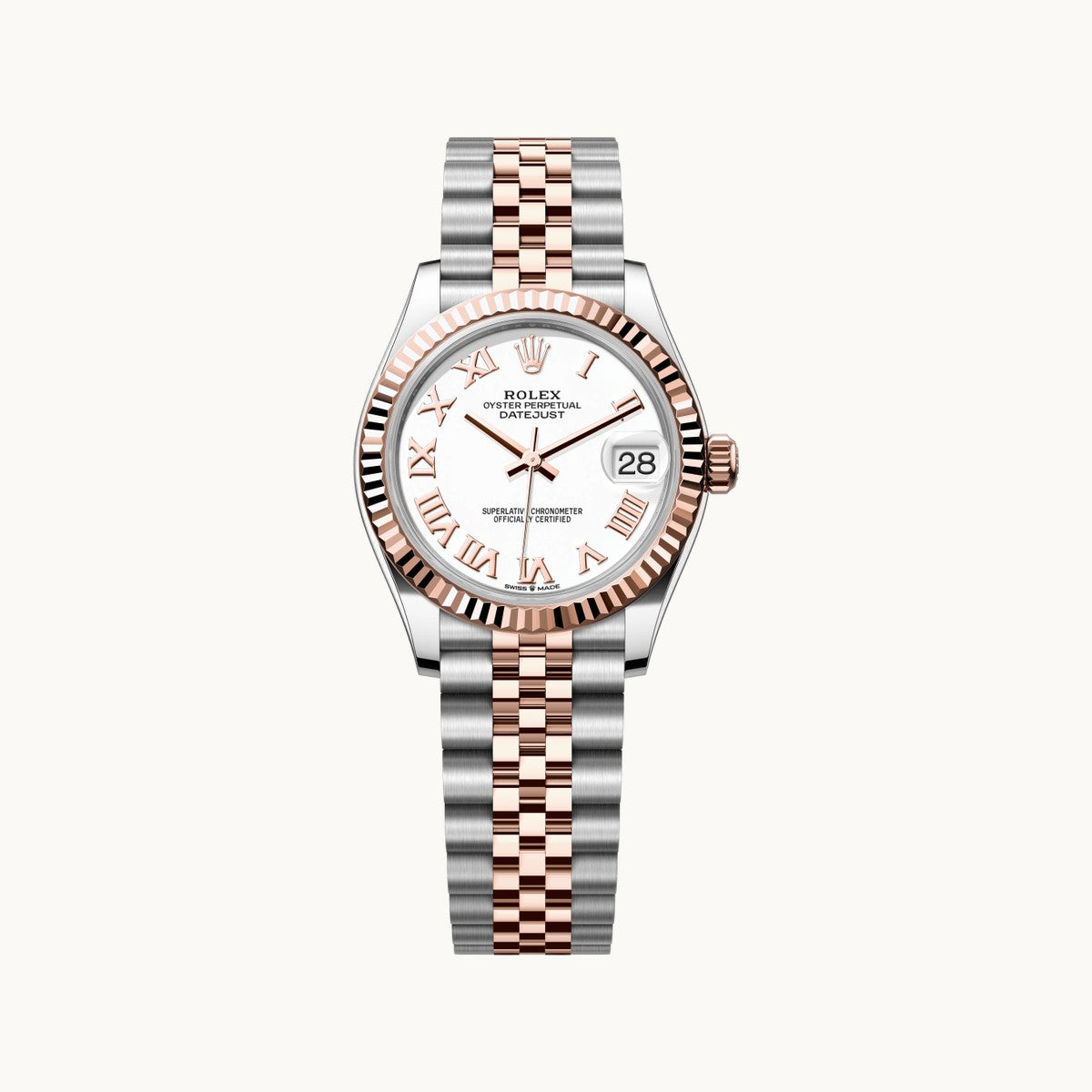Rolex Datejust 31 278271 White MOP Diamond Everose TT - Open Wrist