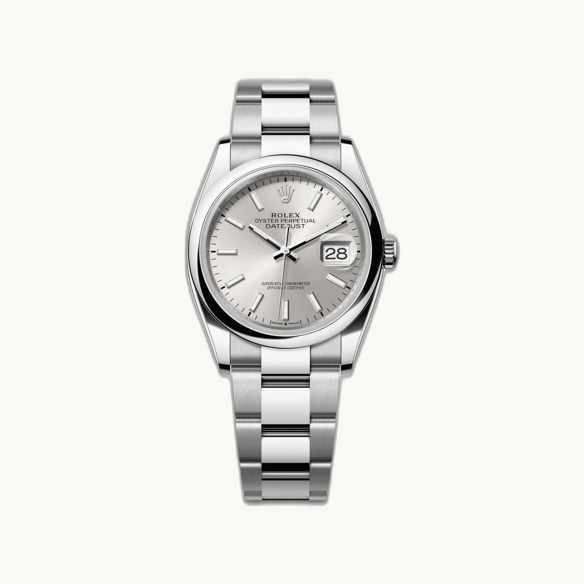 Rolex Datejust 36 126200 Palm Motif Silver - Open Wrist