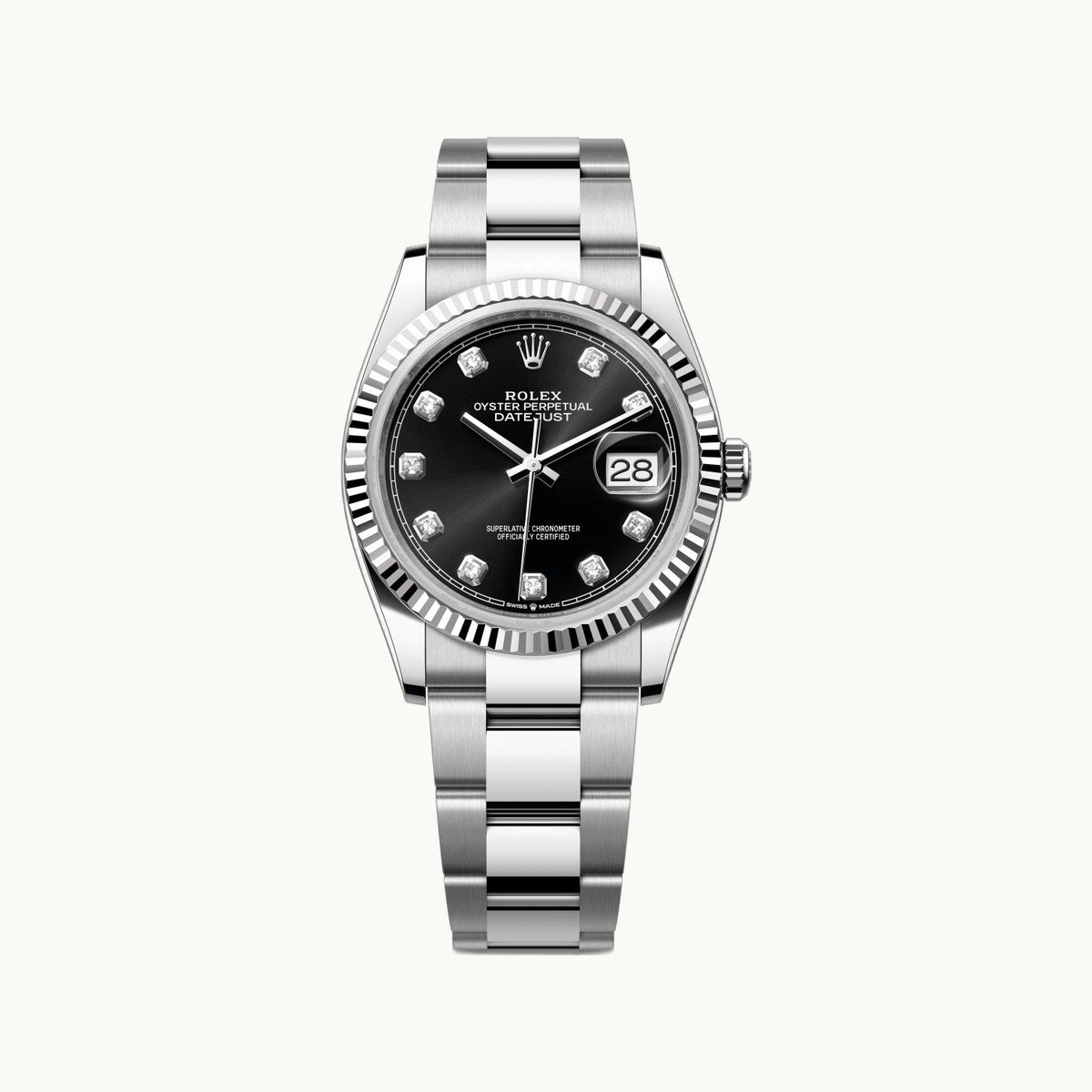 Rolex Datejust 36 126234 Palm Motif Green Fluted Jubilee - Open Wrist