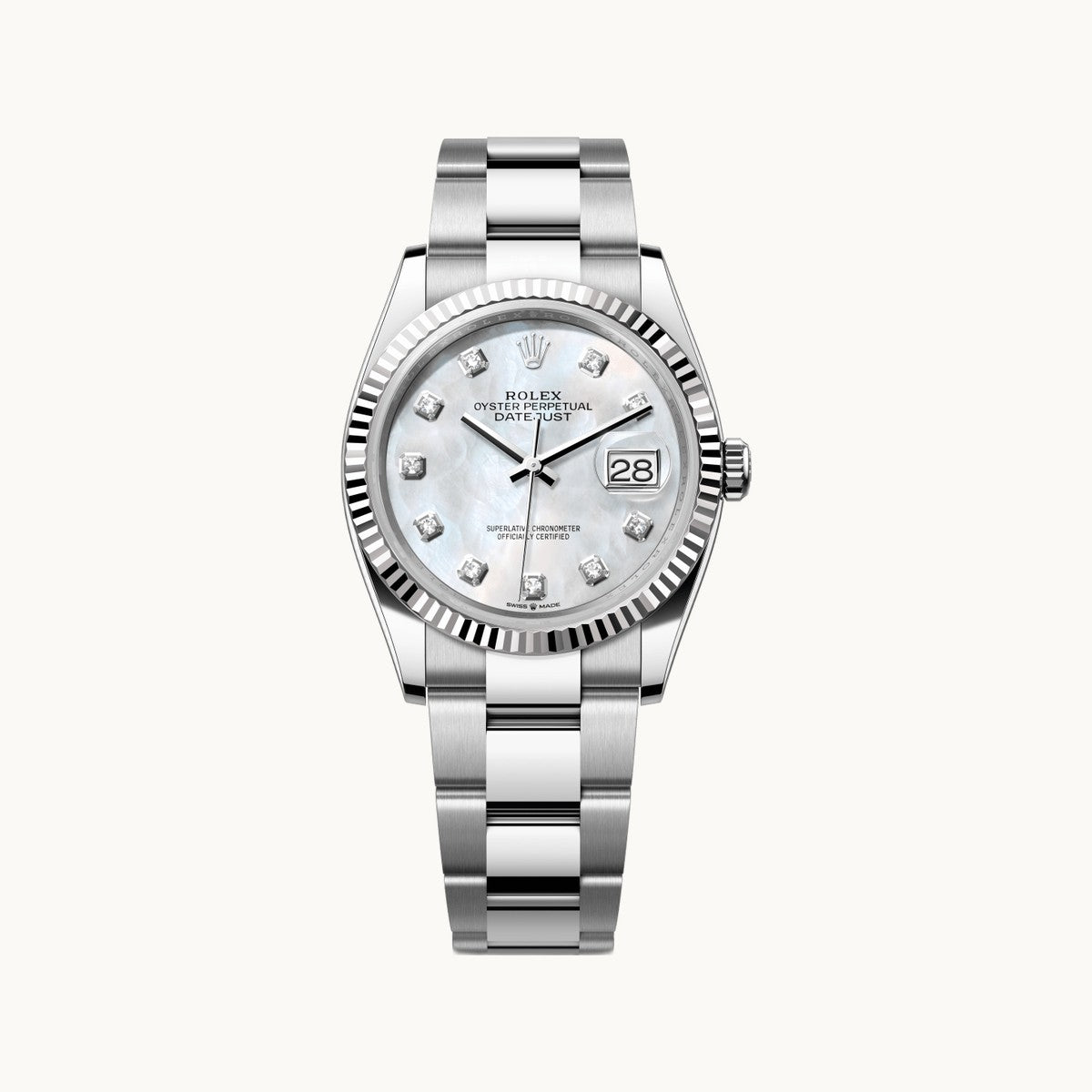 Rolex Datejust 36 126234 Palm Motif Silver - Open Wrist