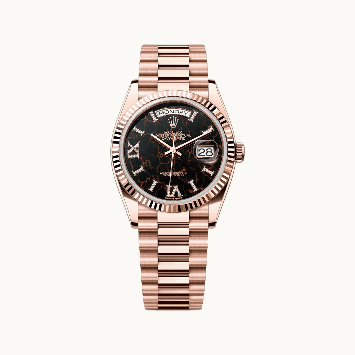 Rolex Datejust 36 128235 Chocolate Everose - Open Wrist