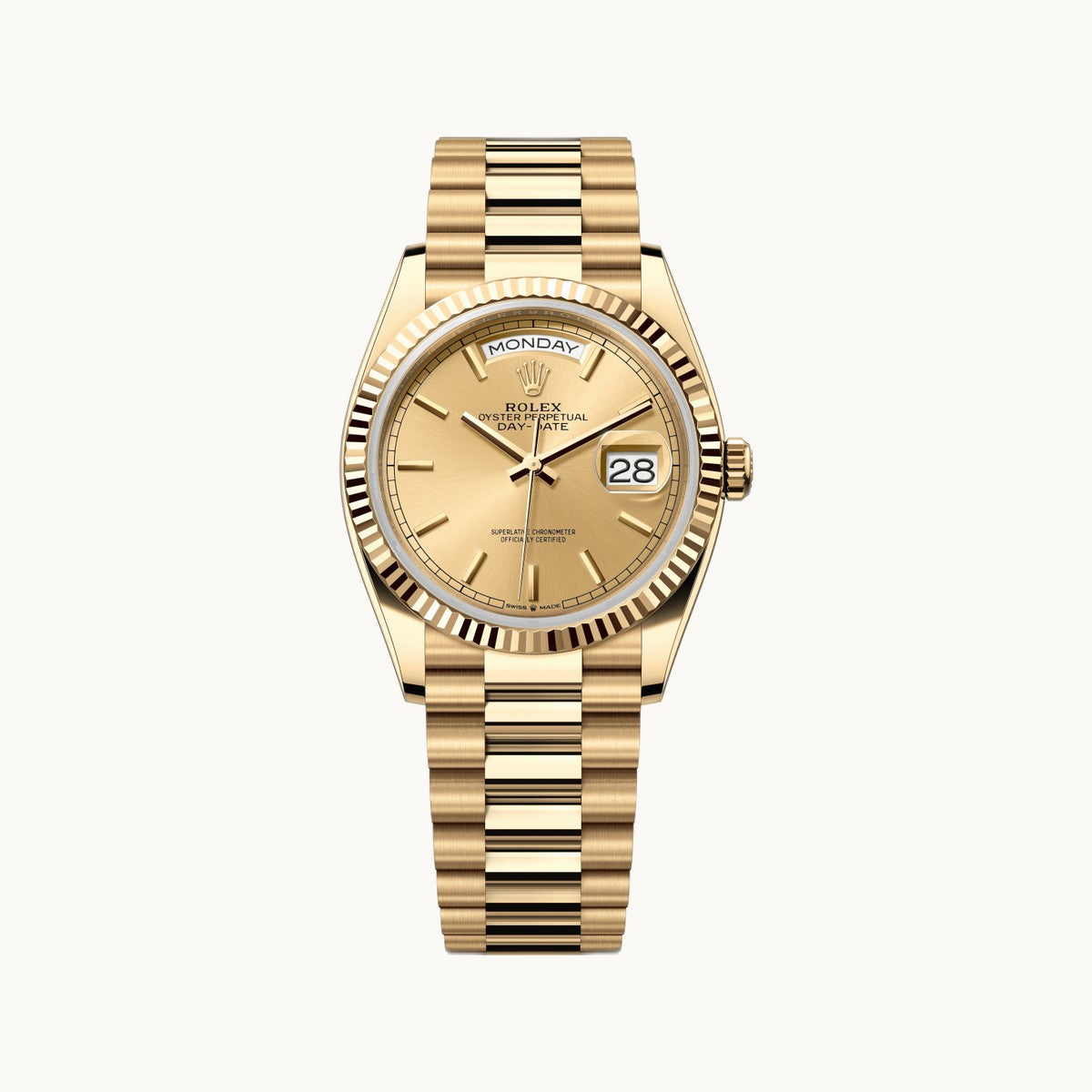 Rolex Datejust 36 128238 Green Yellow Gold - Open Wrist