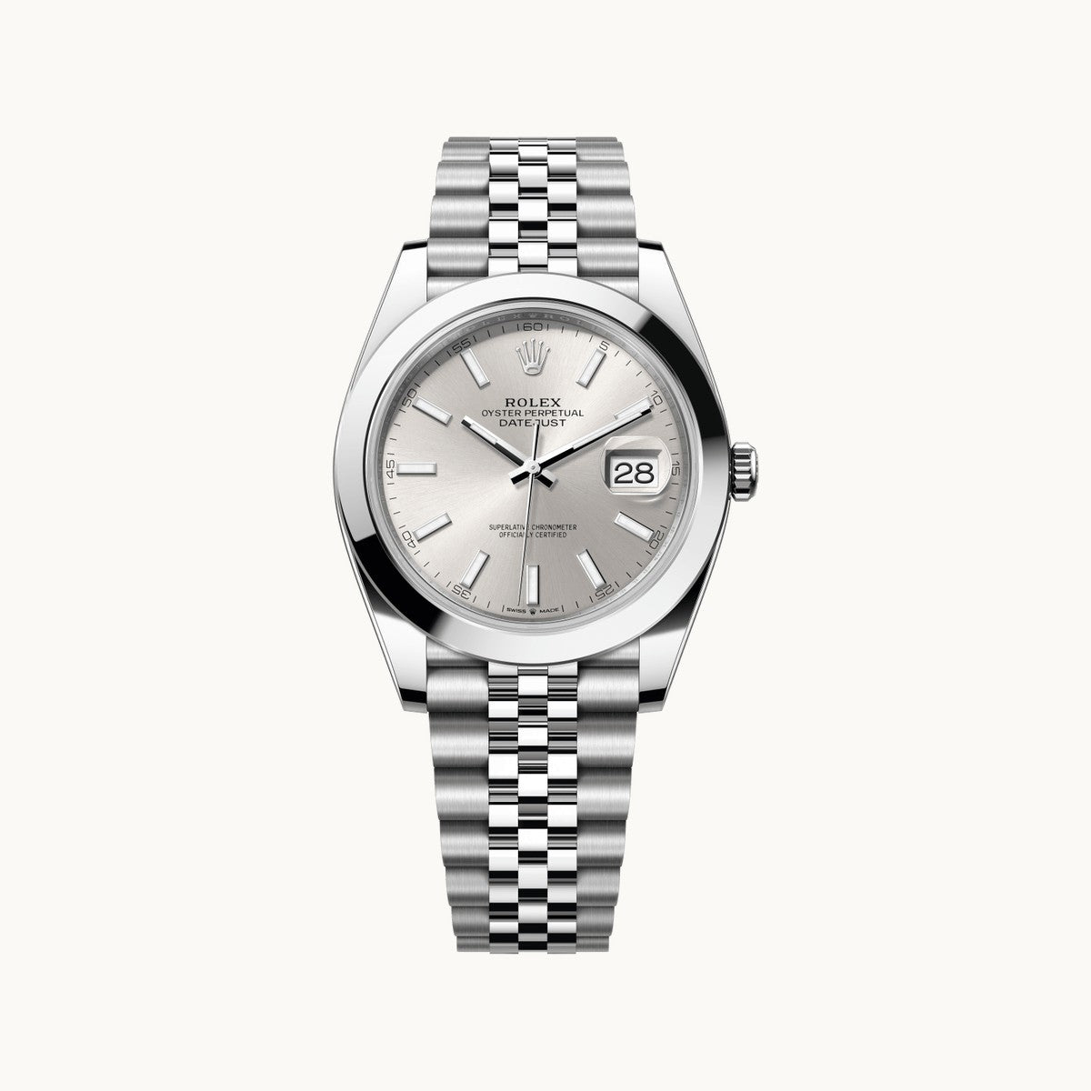 Rolex Datejust 41 126300 Silver Fluted Motif Oyster - Open Wrist