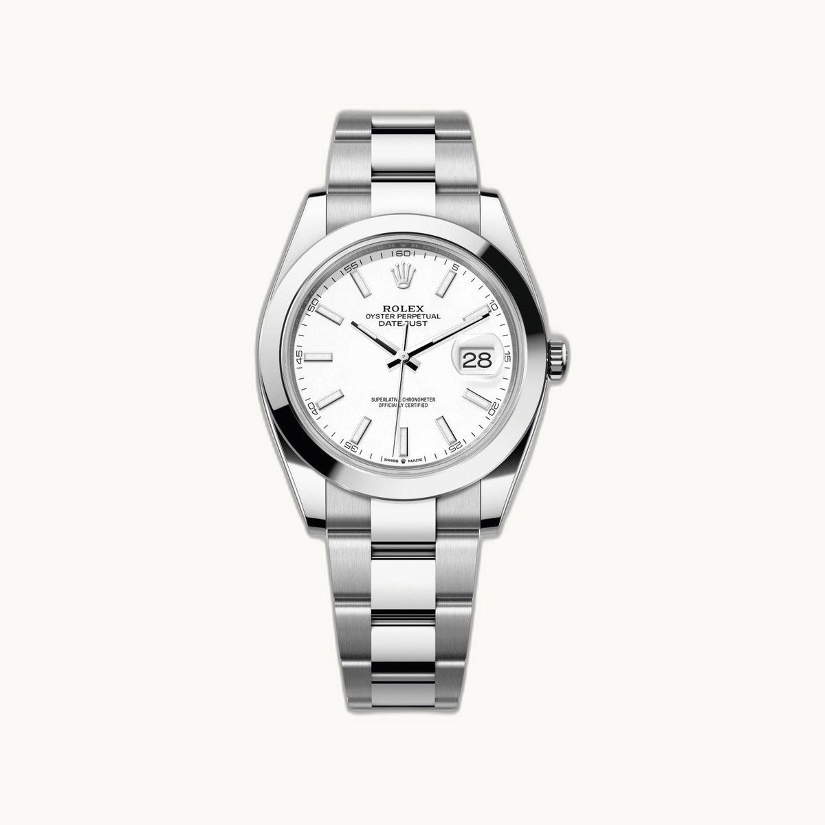 Rolex Datejust 41 126300 White Stick Oyster - Open Wrist