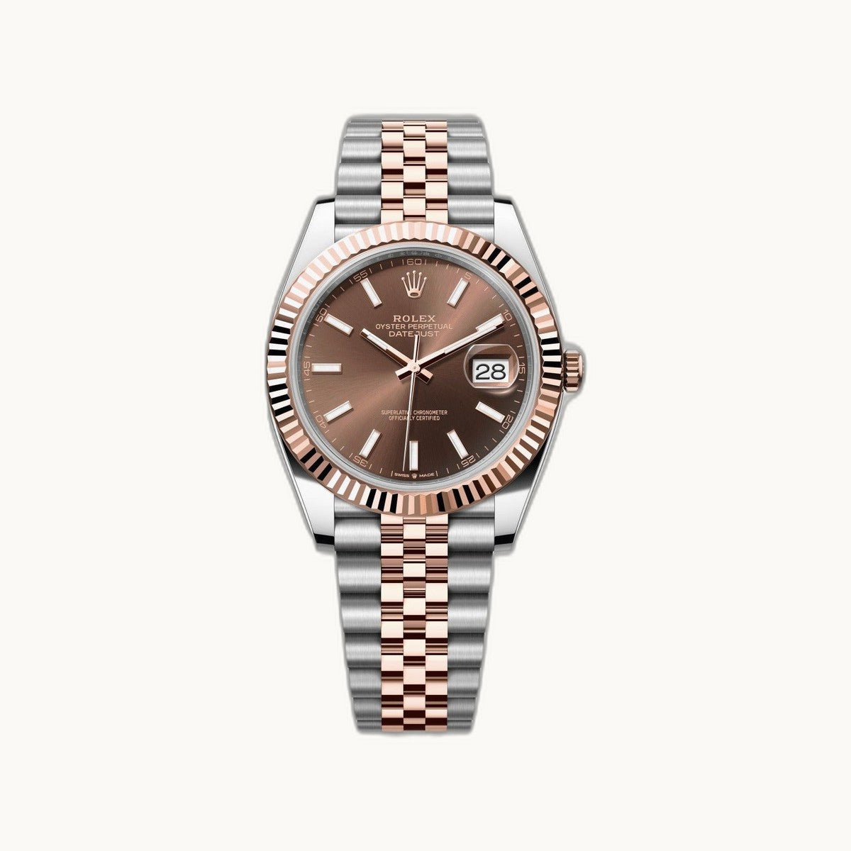 Rolex Datejust 41 126331 Chocolate Stick Everose Jubilee - Open Wrist