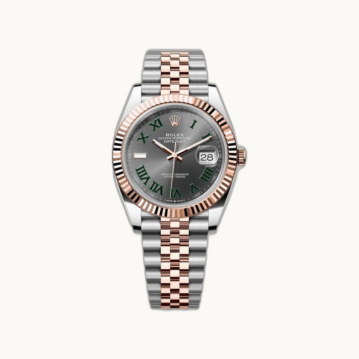 Rolex Datejust 41 126331 Slate Stick Everose Jubilee - Open Wrist
