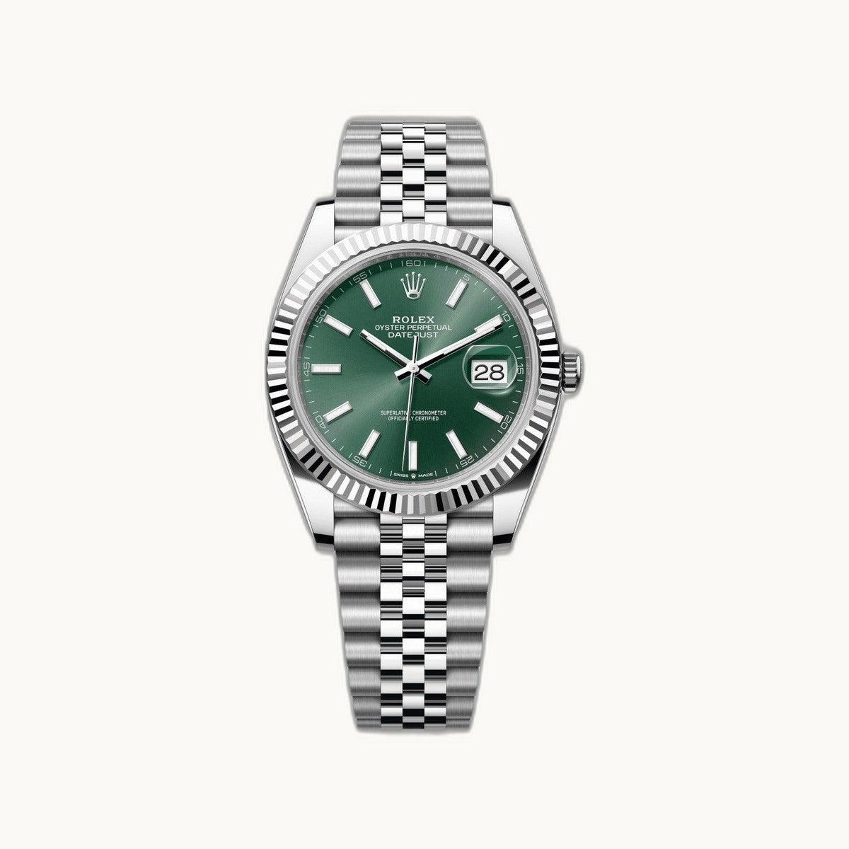 Rolex Datejust 41 126334 Green Stick Fluted Jubilee - Authenticated by Open Wrist
