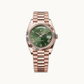 Rolex Day-Date 40 228235 Everose Olive Green - Authenticated by Open Wrist