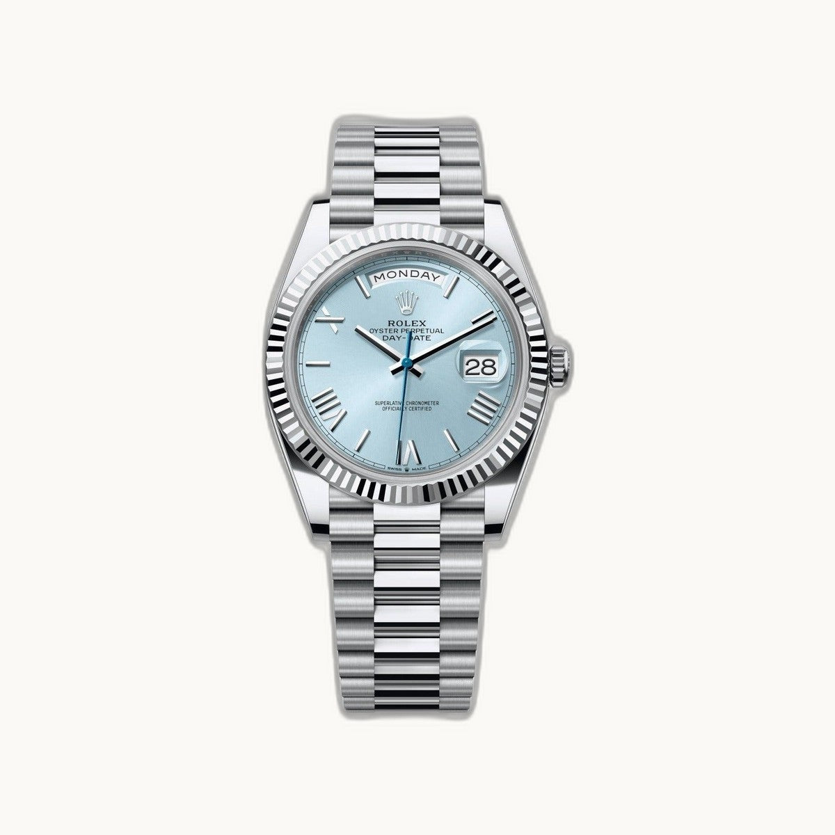 Rolex Day-Date 40 228236 Platinum Ice Blue - Authenticated by Open Wrist