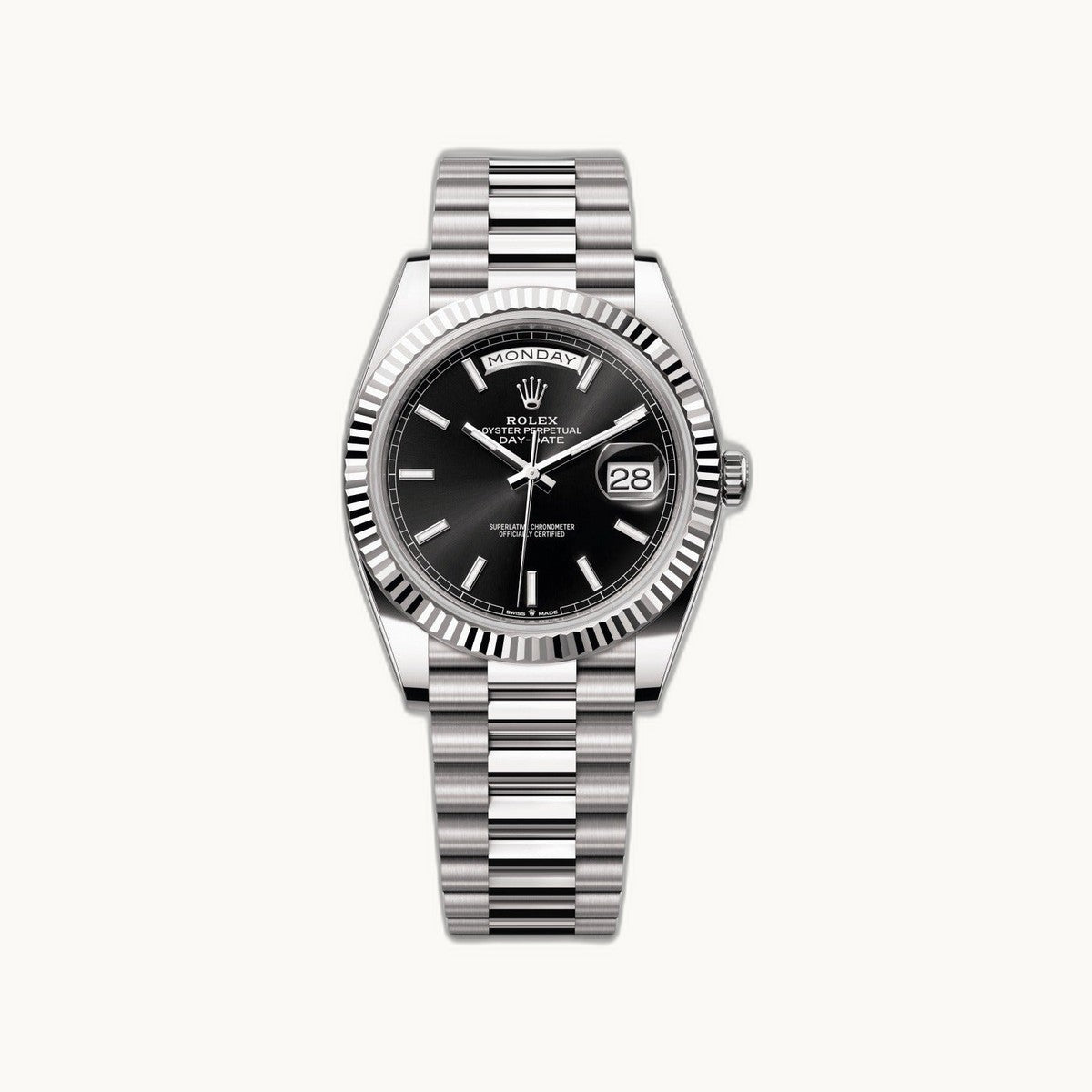 Rolex Day-Date 40 228239 Black White Gold - Authenticated by Open Wrist