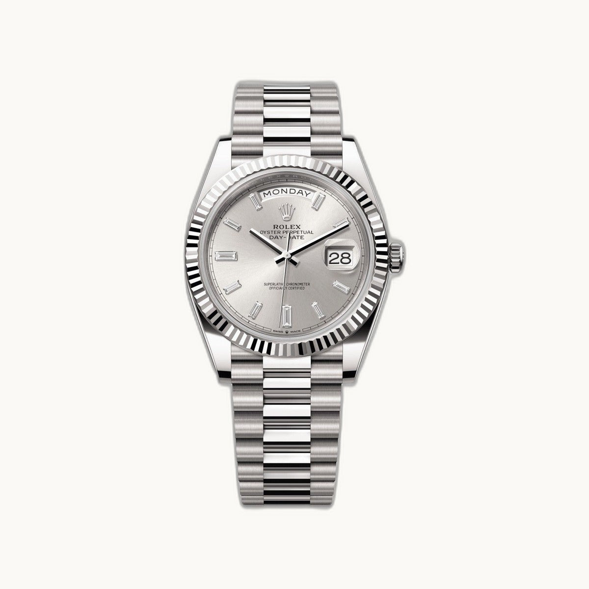 Rolex Day-Date 40 228239 Silver White Gold - Authenticated by Open Wrist